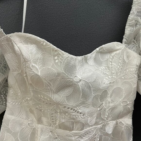 NWT Sage & Paige Mini Dress Womens XL White Lace Clarissa Puff Sleeves Babydoll - Picture 6 of 16